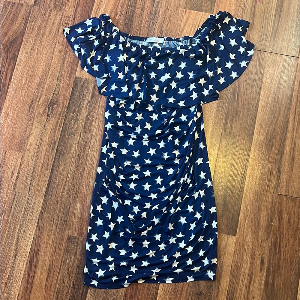 Maternity Blue and White Casual Dress